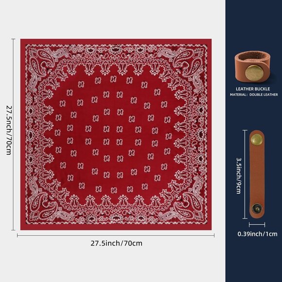 ⚡Men B-Wine Red Necktie 27.5 Inches Cowboy Scarves Pocket Square Silk Bandanas - Picture 3 of 8